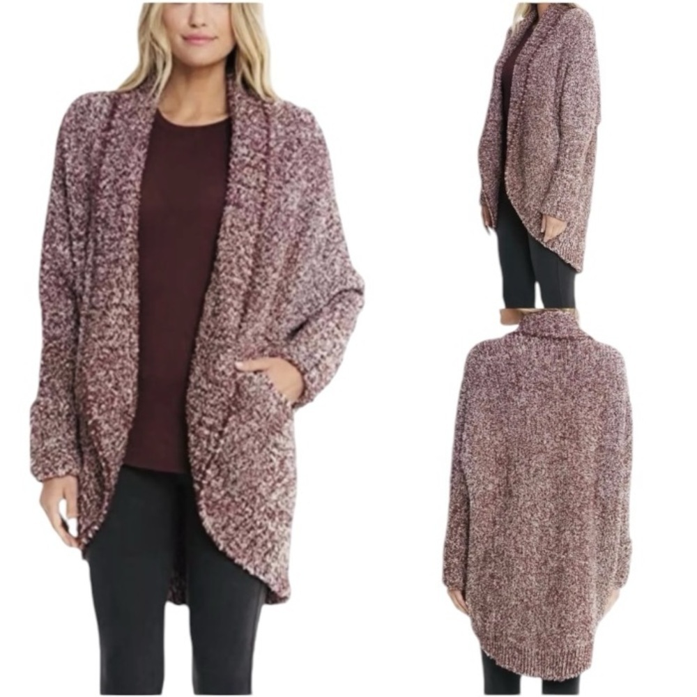 Barefoot Dreams Maroon Cozychic Cocoon Cardigan Wm S/M Dolman Sleeves Pockets